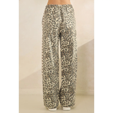 Leopard Side Striped Wide Legged Pants - Greige Goods