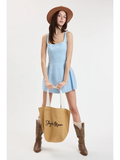 Square Neck Mini Dress - Greige Goods