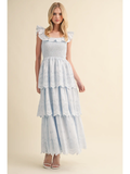 Ruffled Smocked Eyelet Tiered Maxi Dress - Greige Goods