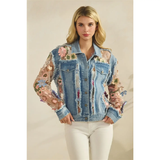 Denim Jacket with Floral Organza Inset - Greige Goods