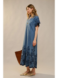 Scallop Edge Denim Maxi Dress - Greige Goods