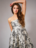 High Waisted Tie Back Bubble Dress - Greige Goods