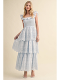 Ruffled Smocked Eyelet Tiered Maxi Dress - Greige Goods