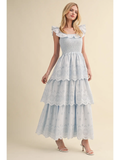 Ruffled Smocked Eyelet Tiered Maxi Dress - Greige Goods