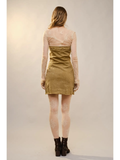 Embroidered Button Up Tube Denim Dress - Greige Goods