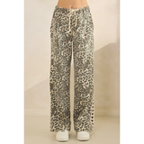 Leopard Side Striped Wide Legged Pants - Greige Goods