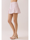 Scalloped Hem Button Front Mini Skirt