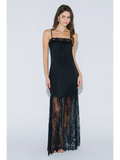 Lace Mix Satin Slip Maxi Dress - Greige Goods