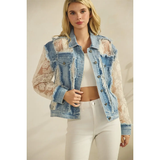 Denim Jacket with Cream Lace - Greige Goods