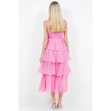 Ruffle Detail Tube Midi Dress