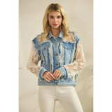 Denim Jacket with Cream Lace - Greige Goods