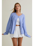 Long Sleeve Crew Neck Sweater Cardigan - Greige Goods