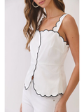Scallop Trim Sleeveless Top