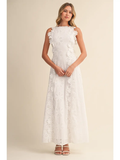 Flower Embroidery Maxi Dress - Greige Goods