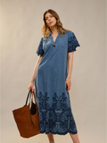 Scallop Edge Denim Maxi Dress - Greige Goods