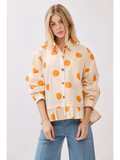 Polka Dot Ruffle Hem Long Sleeve Shirt - Greige Goods