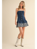 Sleeveless Denim Dress With Embroidery - Greige Goods