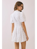 Eyelet Collared Front Button Dress