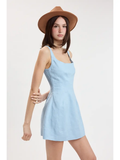 Square Neck Mini Dress - Greige Goods
