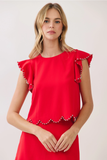 Studded Detail Ruffle Sleeve Top