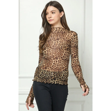 Lace Long Sleeve See Through Top - Greige Goods