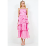 Ruffle Detail Tube Midi Dress