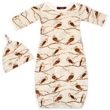 B Baby Gown/Hat Set - Greige Goods