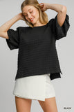 Jacquard Round Neck Top - Greige Goods