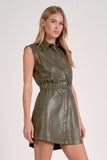 Leather Button Up Dress