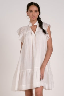 White Frill Collar Dress - Greige Goods