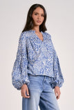 Bubble Sleeve Blouse - Greige Goods