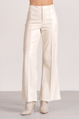HIgh Waist Vegan Leather Pants - Greige Goods
