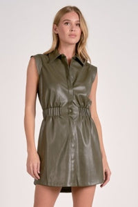 Leather Button Up Dress