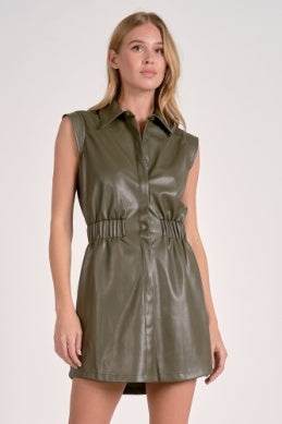 Leather Button Up Dress