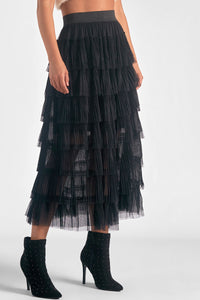 Layered Tulle Midi Skirt - Greige Goods