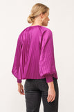 Deletta Satin Pleat Blouse - Greige Goods