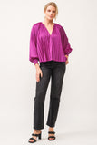 Deletta Satin Pleat Blouse - Greige Goods