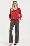 Aya Satin LS Blouse - Greige Goods
