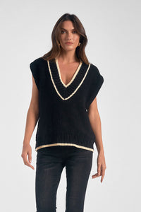 Bordered Sweater Vest - Greige Goods
