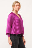 Deletta Satin Pleat Blouse - Greige Goods