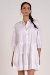Long Sleeve White Mini Dress - Greige Goods