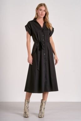 Black Collared Midi Dress