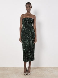 Sequin Bandeau Midi Dress