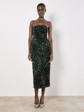 Sequin Bandeau Midi Dress