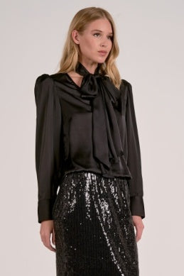 Long Sleeve Scarf Blouse - Greige Goods