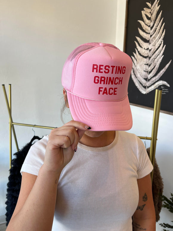 Resting Grinch Face Trucker Hat - Greige Goods