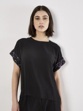 Sequin Cuff Tee - Greige Goods