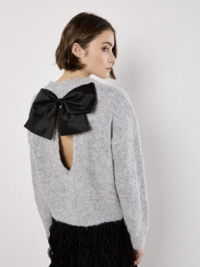 Bow Back Fuzzy Sweater - Greige Goods