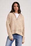 1/2 Zip Open Knit Sweater - Greige Goods