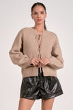 Front Tie Sweater Cardigan - Greige Goods